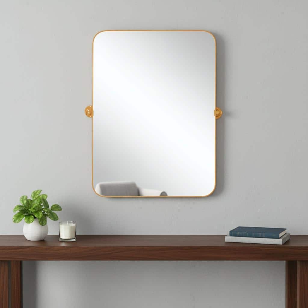 HomeRoots 36" Gold Metal Tilting Framed Accent Mirror - 23.97 in. x 35.76 in. x 0.79 in.