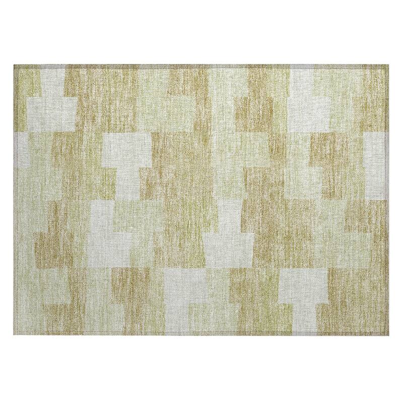 Machine Washable Indoor/ Outdoor Chantille Modern Blocks Rug