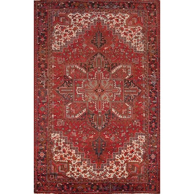 Hand Knotted Oriental 100% Wool Carpet Traditional Medallion Red Heriz Area Rug - 11' 6'' X 8' 7''