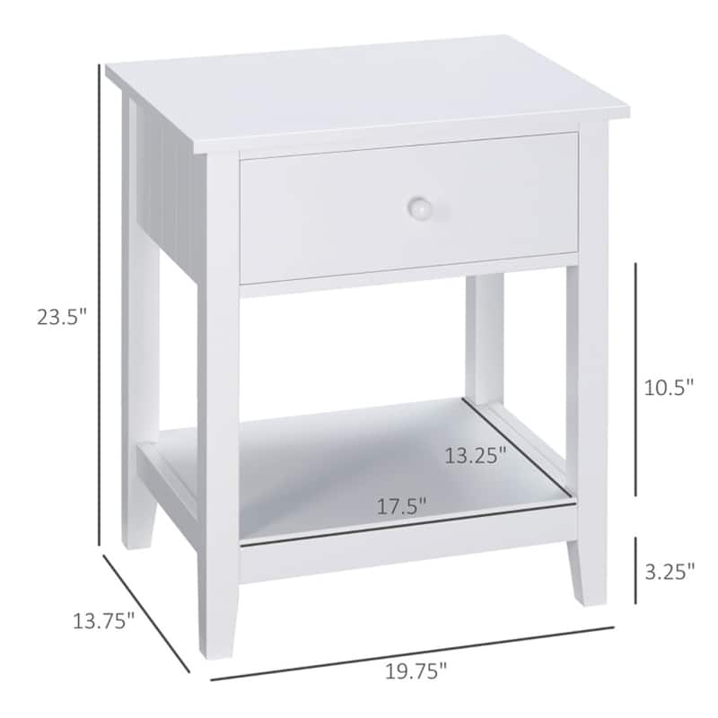 MDF Coffee Table with Drawer and Bottom Shelf - 19.75'' W x 13.75'' D x 23.5'' H