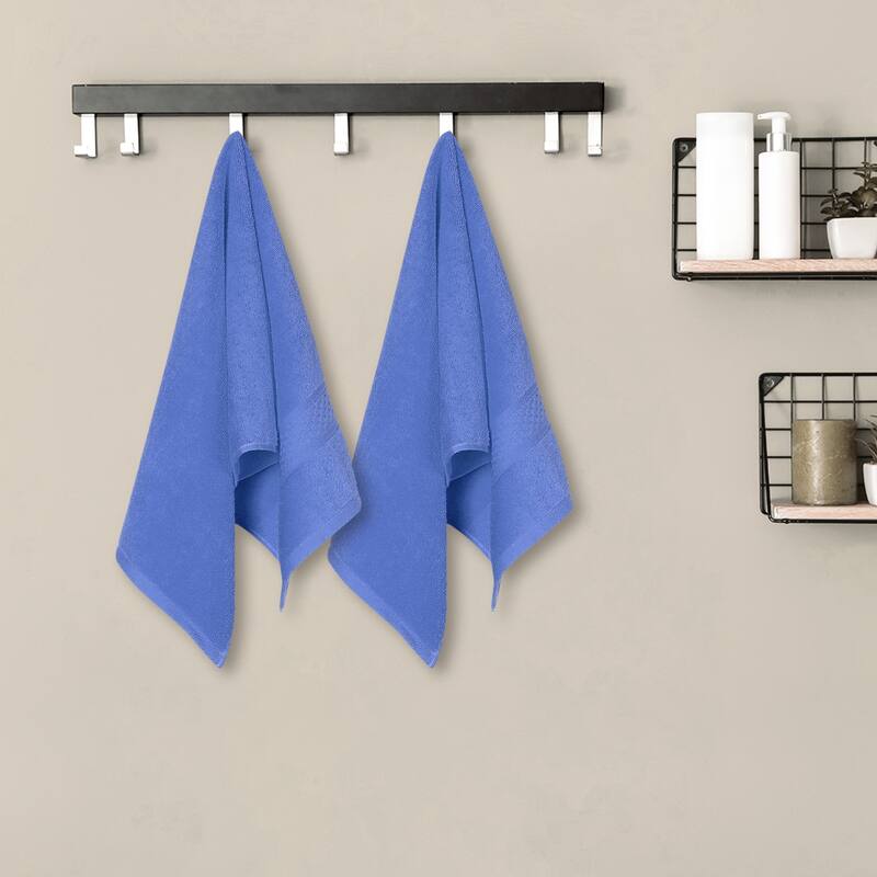 Cotton Hand Towels for Bathroom, 2 Pack Solid Textured Hand Towel Set for Bath, Hand, Face, Gym and Spa 13"x30"