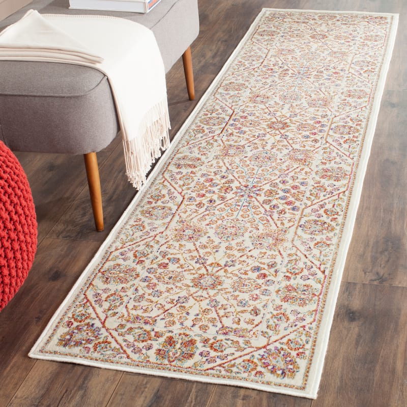 SAFAVIEH Sevilla Taija Traditional Oriental Viscose Rug - 2'2" x 8' Runner - Ivory/Multi