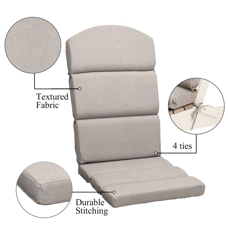 Aoodor Patio Chair Cushion Set of 2 - High-Back Adirondack Patio Cushions with Ties