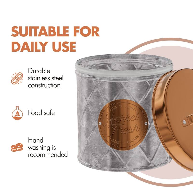 Amici Bristol Metal Canister Galvanized and Copper