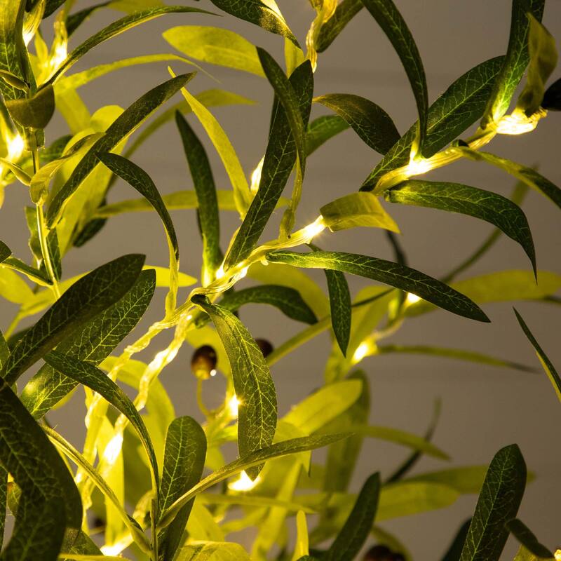 Pre-Lit Artificial Olive Tree - 6' - Warm White LED Lights