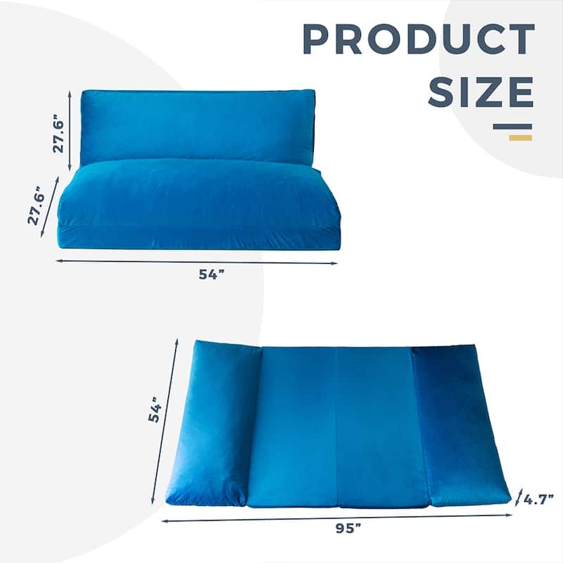 Bean Bag Bed Folding Sofa Bed Floor Mattress - Blue - Large
