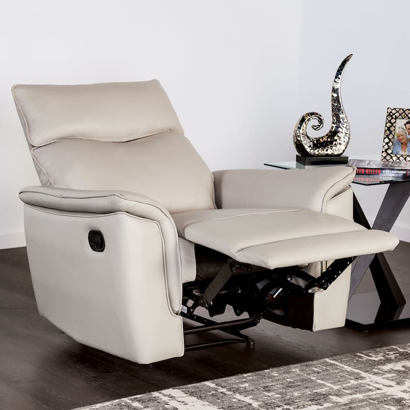 Furniture of America Marty Modern Leather Match Manual Recliner - Taupe