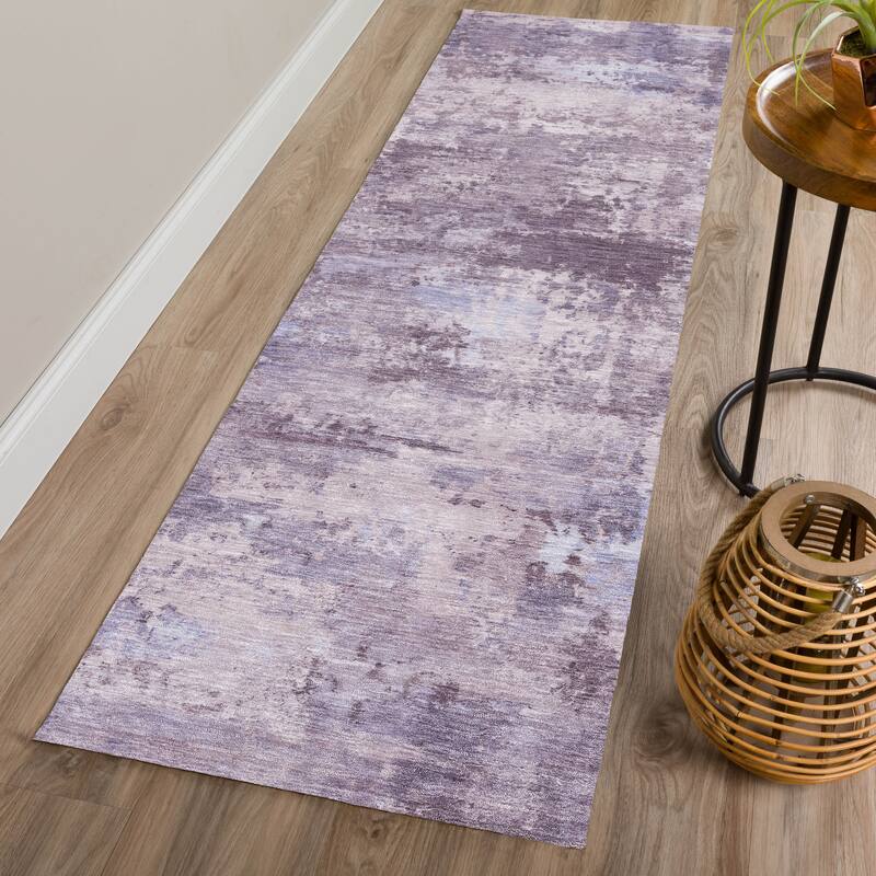Machine Washable Indoor/ Outdoor Modern Solid Chantille Rug