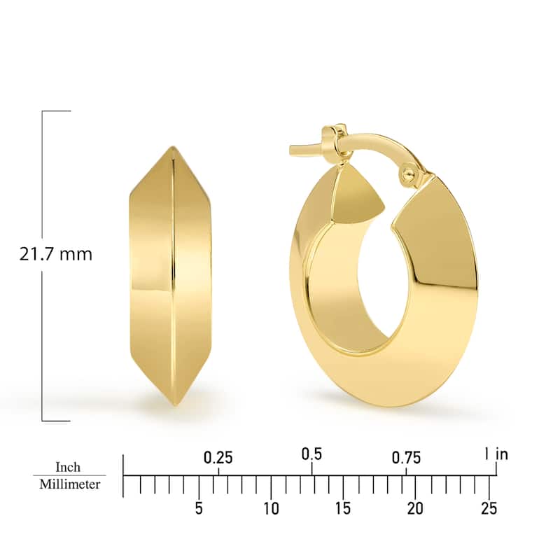 Clover 14K Yellow Gold High-Polish Knife-Edge Hoop Earrings