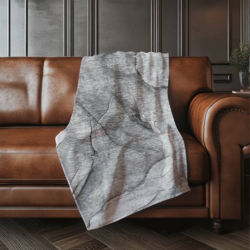 Premium Machine Washable Abstract Modern Sherpa Throw Blanket - Gray - 4'2" x 5'10"