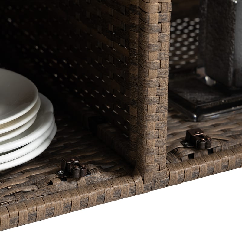 Outdoor Wicker Bar Cart
