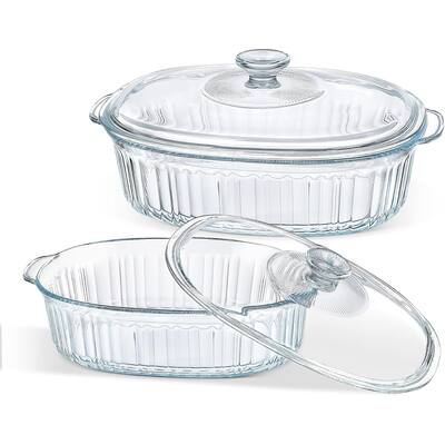 4-Piece Glass Casserole Baking Dish Set with Lids