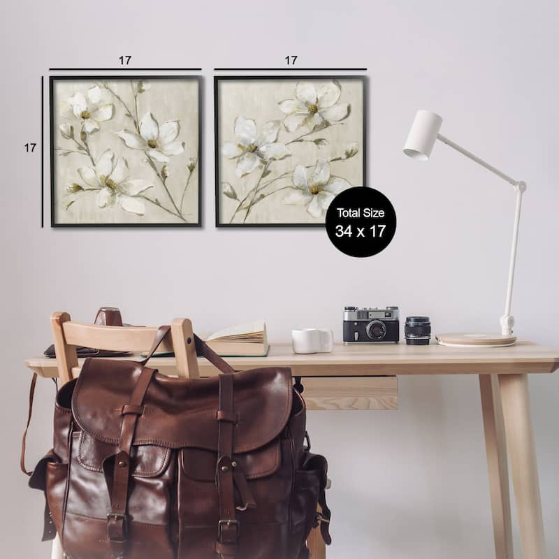 Stupell Outstretched Dogwood Branches Framed Giclee Art Design By Sally Swatland (Set of 2)