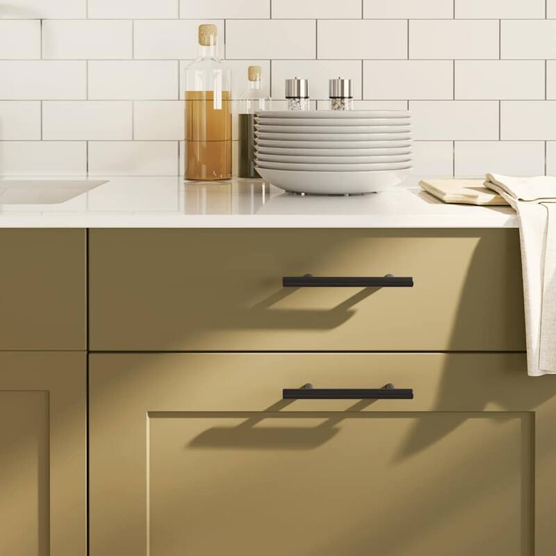 vidaXL Cabinet Handle Set Stainless Steel Medium - Black-5.9 x 1.3 x 0.5