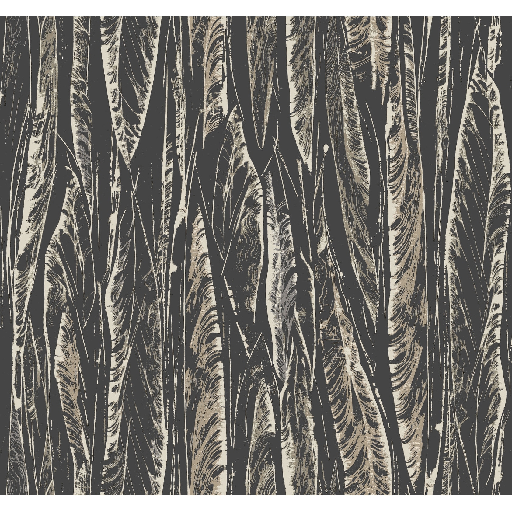 Antonina Vella Native Leaves Black Wallpaper