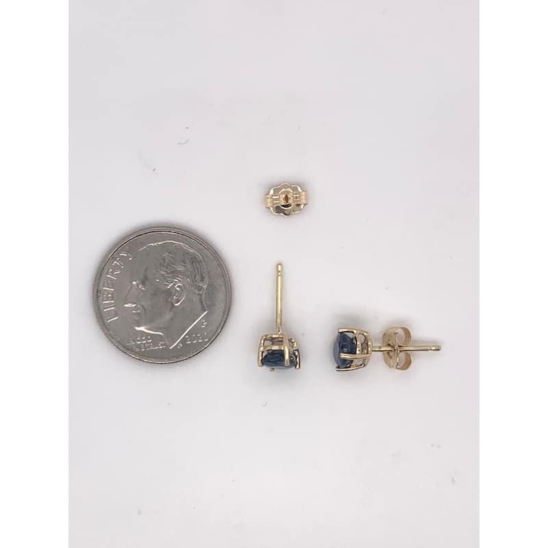 Joelle Collection Sapphire Oval Stud Earrings 14K Yellow Gold