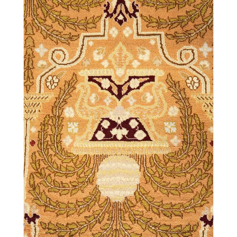 Overton Hand Knotted Wool Vintage Inspired Traditional Mogul Brown Area Rug - 9' 0" x 12' 5"