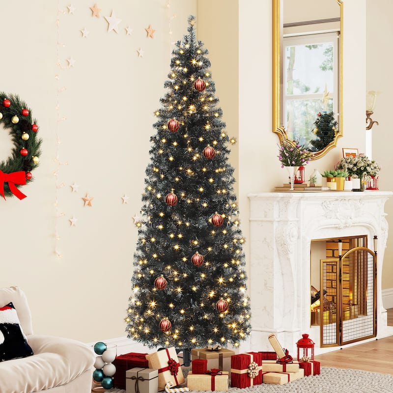 6/7.5FT Halloween Black Spruce Artificial Christmas Tree