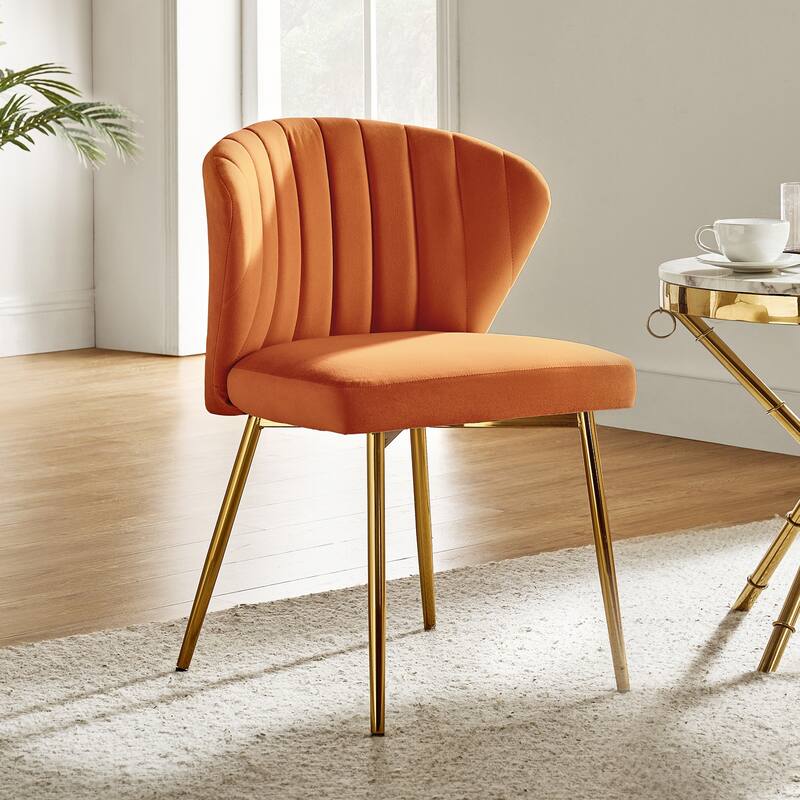 Luna Modern Glam Upholstered Tufted Back Side Accent Dining Chair with Small Base by HULALA HOME