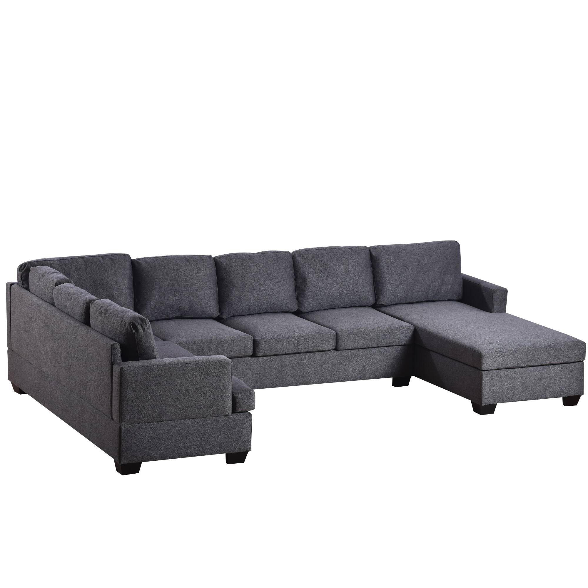 Large Upholstered UShape Sectional Sofa Set Modern Extra Wide Chaise