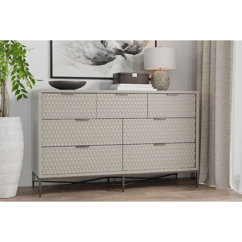 Origins by Alpine Milo 7 Drawer Dresser in Taupe