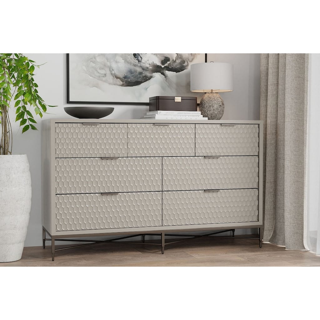Origins by Alpine Milo 7 Drawer Dresser in Taupe