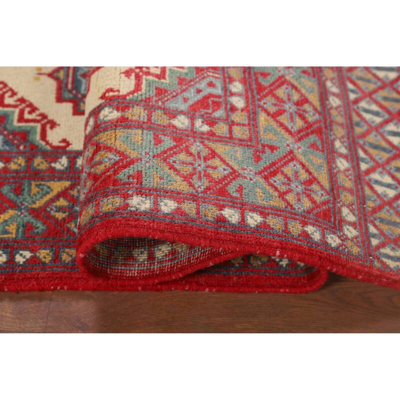 Geometric Kazak Foyer Rug Oriental Handmade Wool Carpet - 3'4" x 4'11"