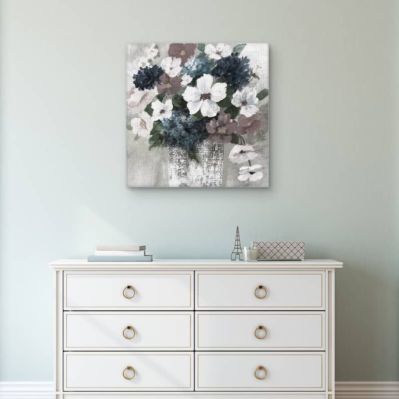 Linen Bouquet 1 Light Square REV by Nan Canvas Art Print