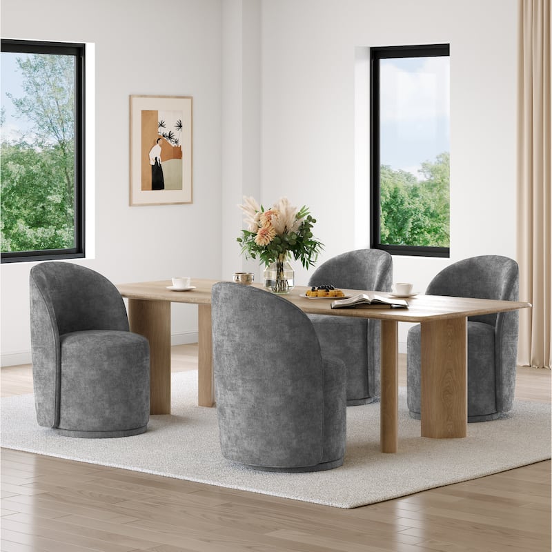 23.5" Wide Swivel Side Chair for Dining Room, Living Room. - Set of 4 - Dark Grey-Linen