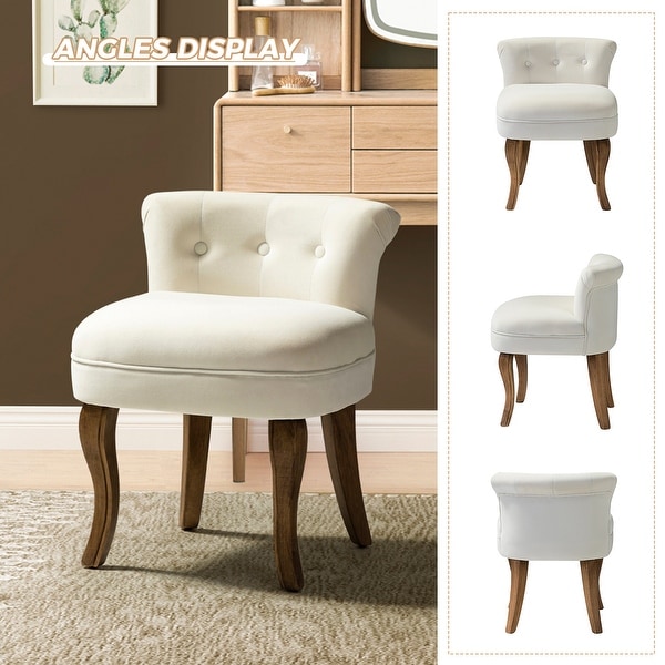 Xacobo Modern Velvet Tufted Vanity Stool with Wood Legs by HULALA HOME On Sale Bed Bath Beyond 34795945
