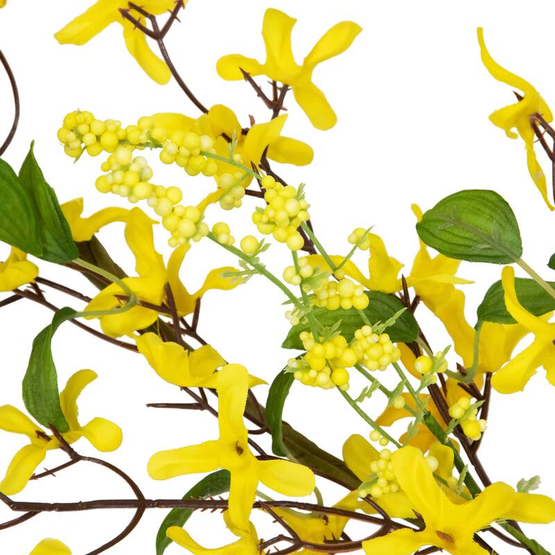 Forsythia and Berry Floral Spring Garland - 5' - Yellow
