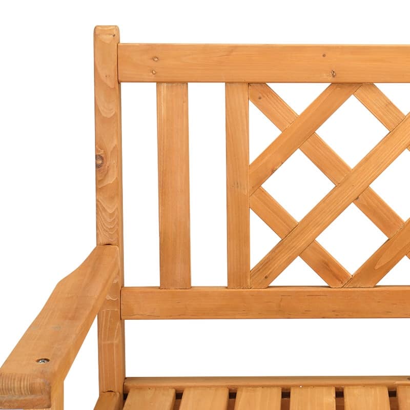 46.5'' W × 35.5'' H Outdoor Garden Fir Grid Back Wooden Bench - N/A
