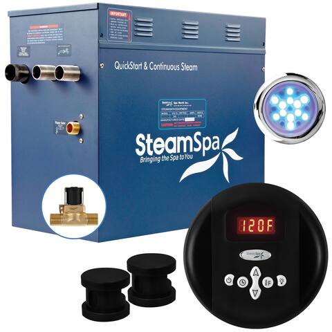 SteamSpa Indulgence 12 KW QuickStart Acu-Steam Bath Generator with Built-in Auto Drain in Matte Black