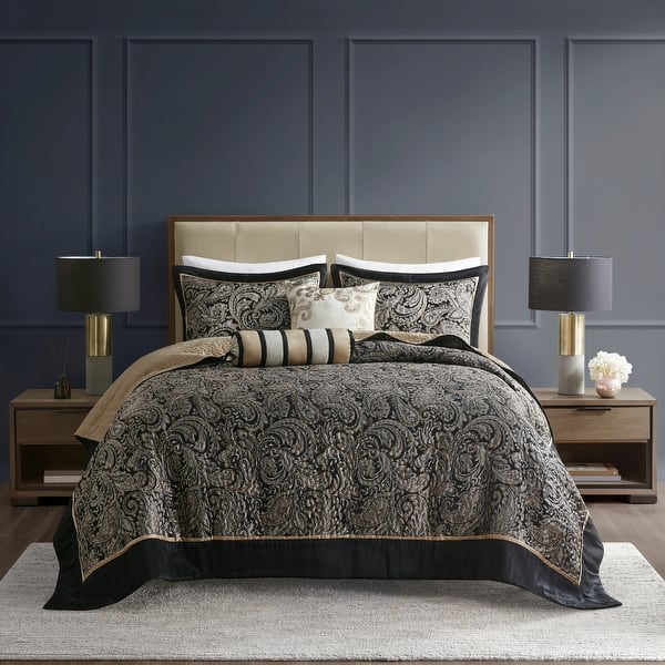 Savoy Cotton Rich Jacquard Quilted Bedspread 2 Pillow Shams