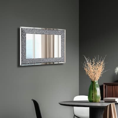 BELLA Noralie Crystal Accent Rectangle Wall Mirror - 36"x24"