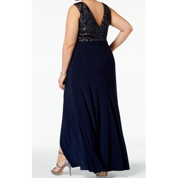 nightway plus size sequined mesh gown