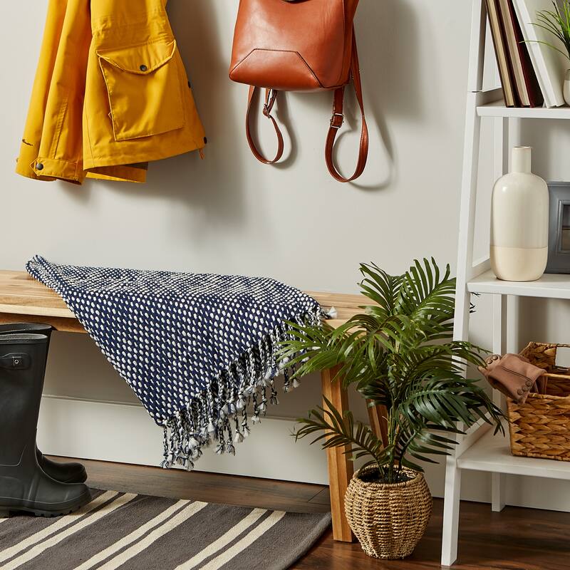 DII Navy & White Textured Acrylic Throw
