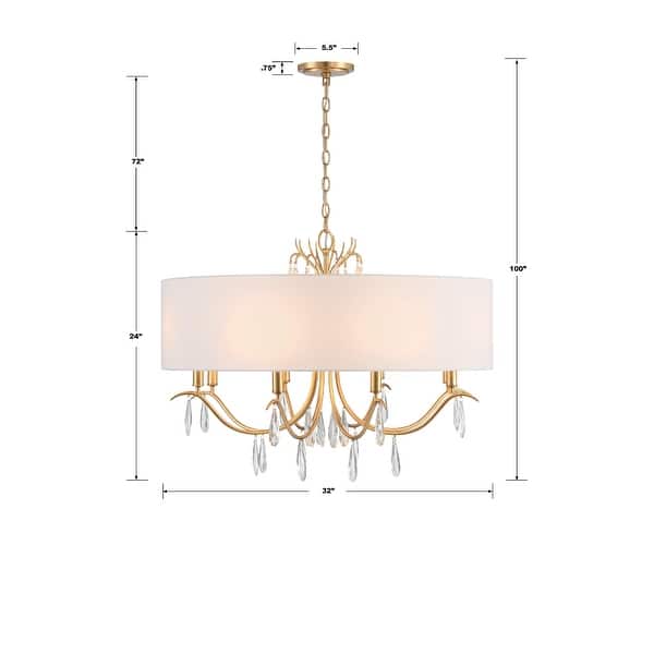 Rollins 8 Light Antique Gold Chandelier - 32"W x 24"H