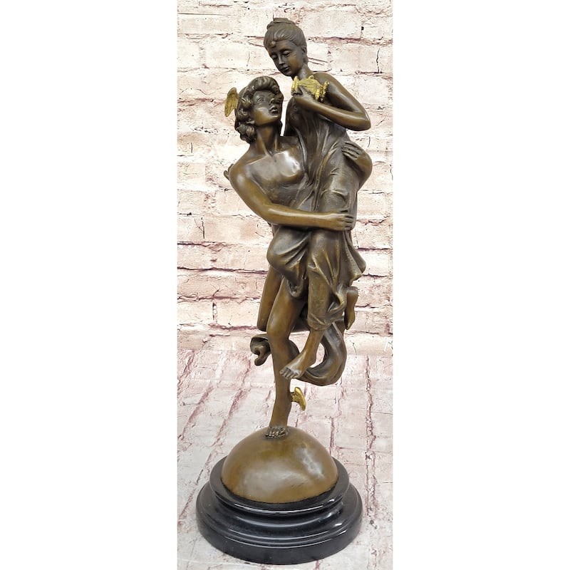 Hermes Flying Mercury And Pandora Greek Mythology Bronze Sculpture Statue