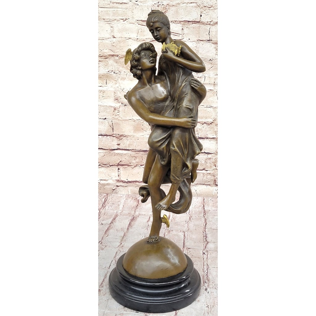 Hermes Flying Mercury And Pandora Greek Mythology Bronze Sculpture Statue