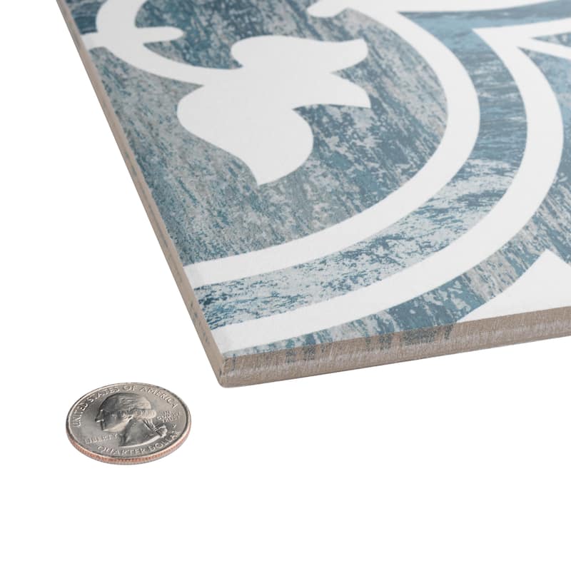 Merola Tile Cassis Arte Blue Day 9-3/4" x 9-3/4" Porcelain Floor and Wall Tile