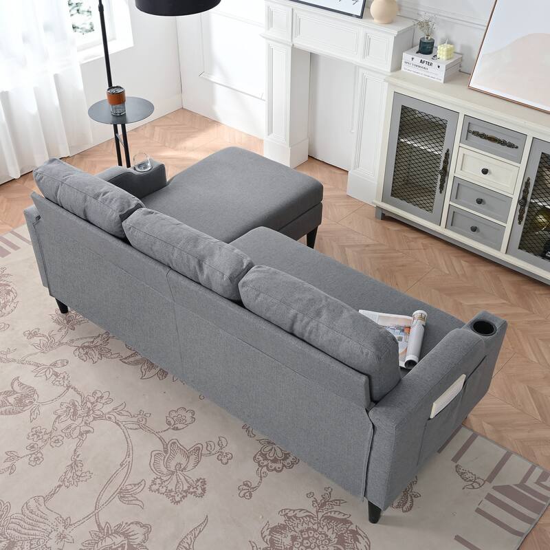 GDFStudio - Upholstered 74.8" 3-Seater Sofa with Storage and Space-Saving Pedal