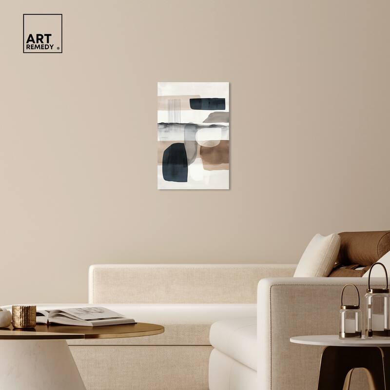 Art Remedy Layers Of Depth Gallery Wrapped Abstract Shapes 1 Piece Canvas Wall Art