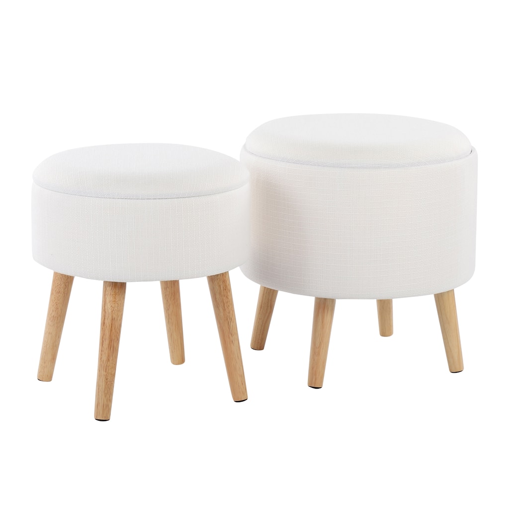 Tray Contemporary Storage Ottoman with Matching Stool in Fabric and Wood Legs by LumiSource