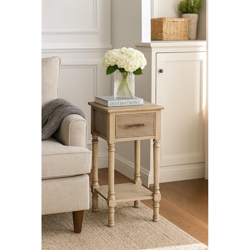 Farmhouse 1-Shelf And 1-Drawer Side Accent Table