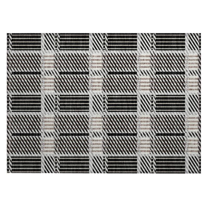 Machine Washable Indoor/ Outdoor Geometric Stripe Chantille Rug