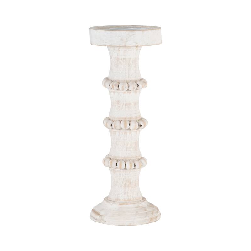 Sagebrook Home Artisanal Wood Pillar Candle Holders