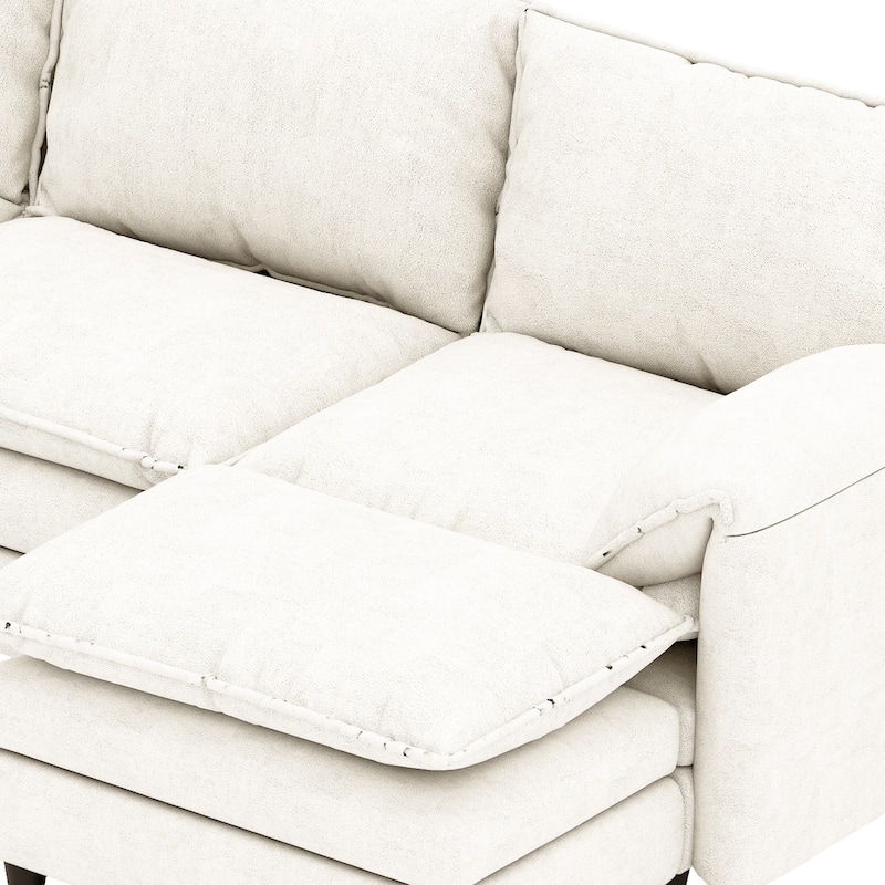 142 Inch Modular Velvet Sectional Sofa with Movable Ottoman Pillow Armrest and Deep Seats for Living Room Apartment or Office