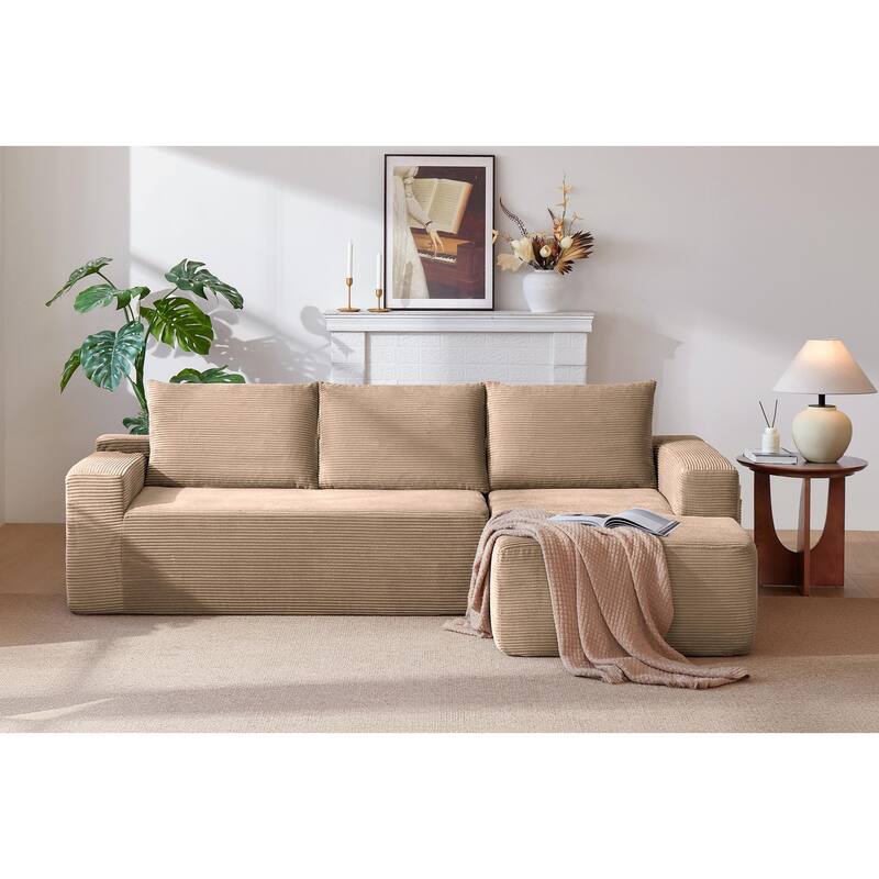 105" Cloud Sectional Couch with L-Shape Chaise,Modern Modular Sofa with Deep Seat, Upholstered Couches for Living Room - Camel