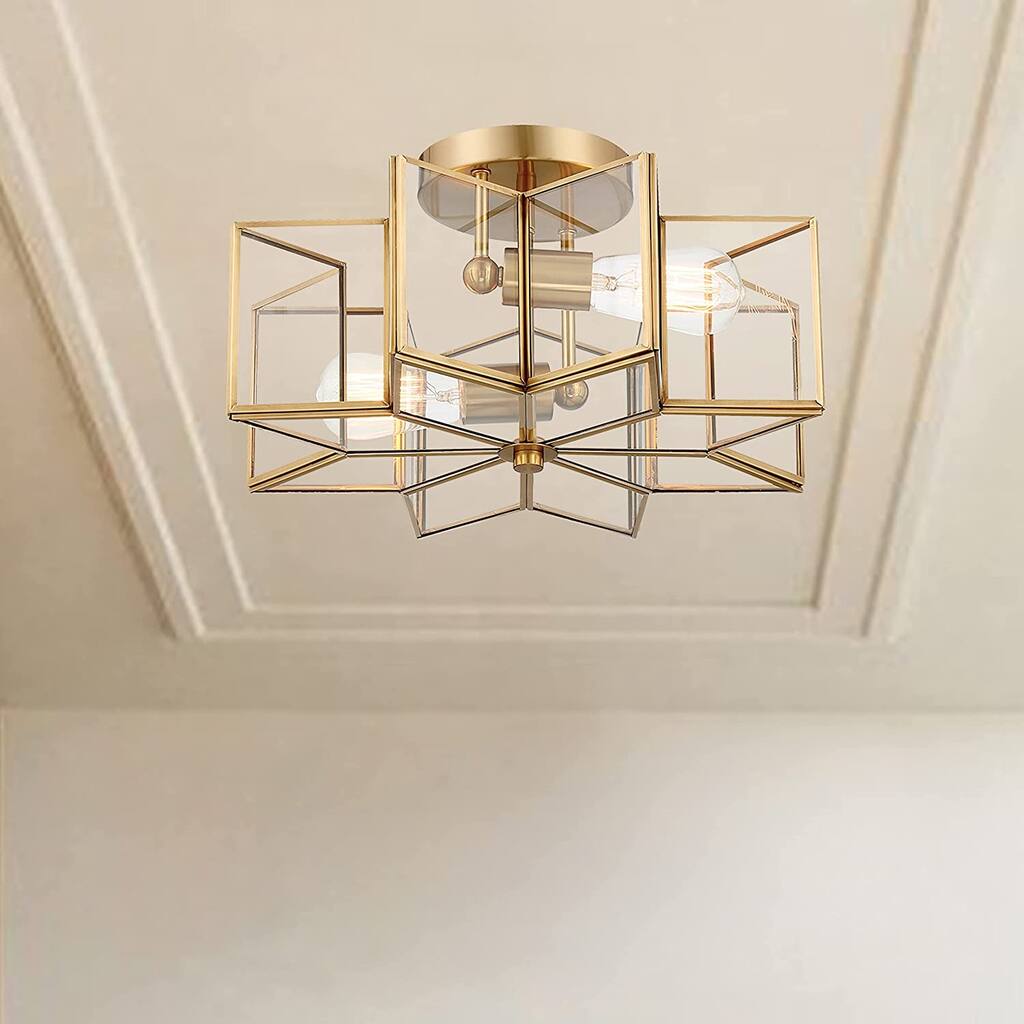 2 - Light 16.14'' Unique/Statement Star Semi Flush Mount - 8.86"Hx16.14"Wx16.14"D